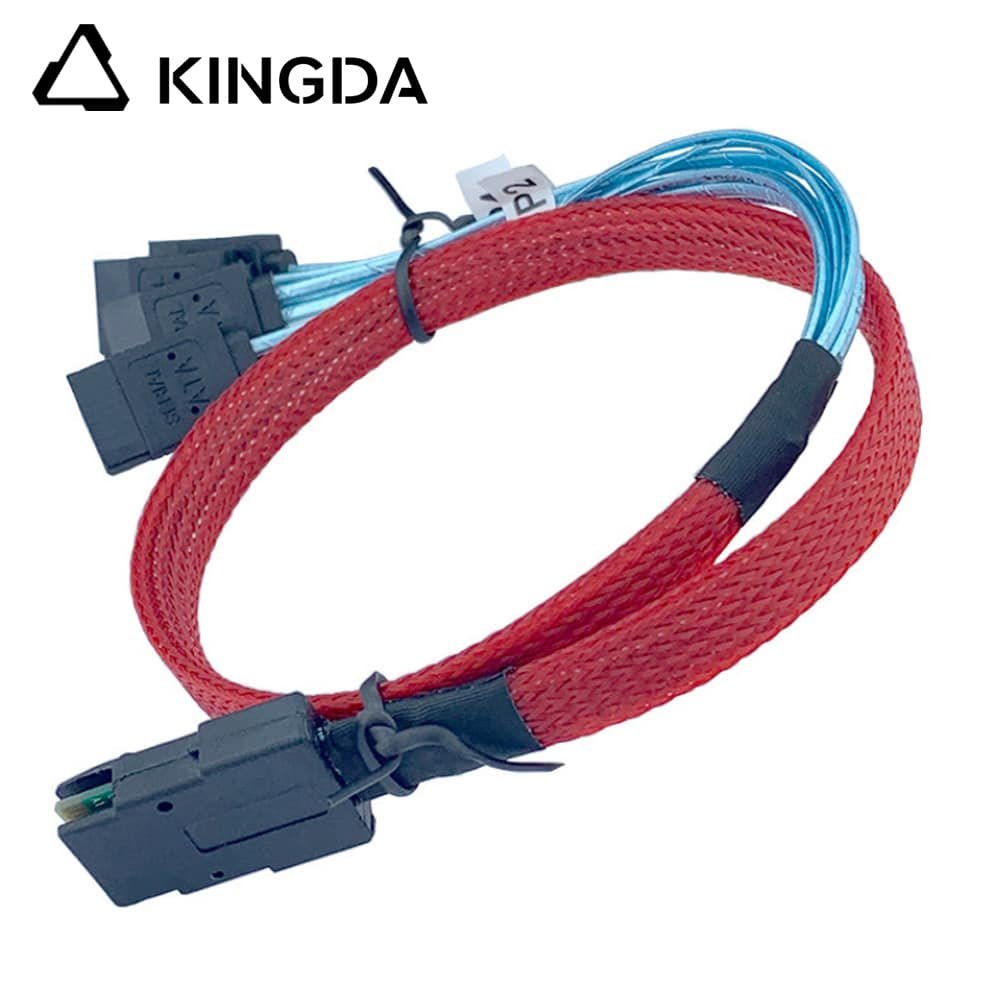 Mini SAS HD SFF-8087 to 4X SATA 7P with spring High Speed red Server Internal Connection Wire Harness