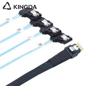 Mini SAS SFF 8654 4I 38P male to 4 right turn SATA 7P