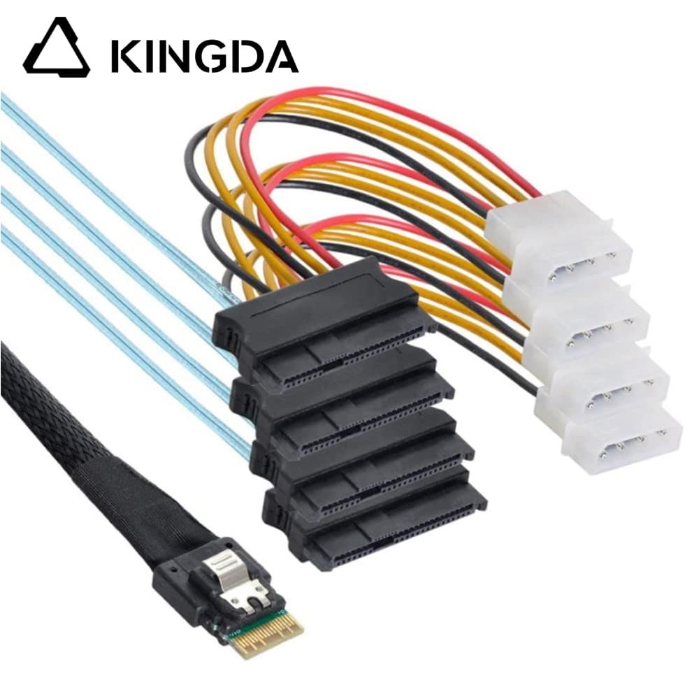 Mini SAS SFF 8654 4I TO 4 SFF 8482 with 4p power