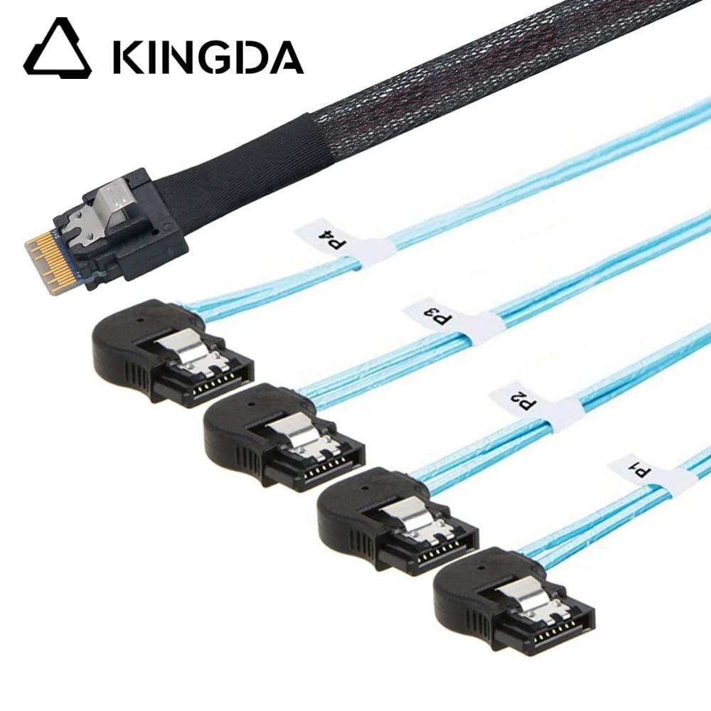 Mini SAS SFF 8654 4I male to 4 left turn SATA 7P