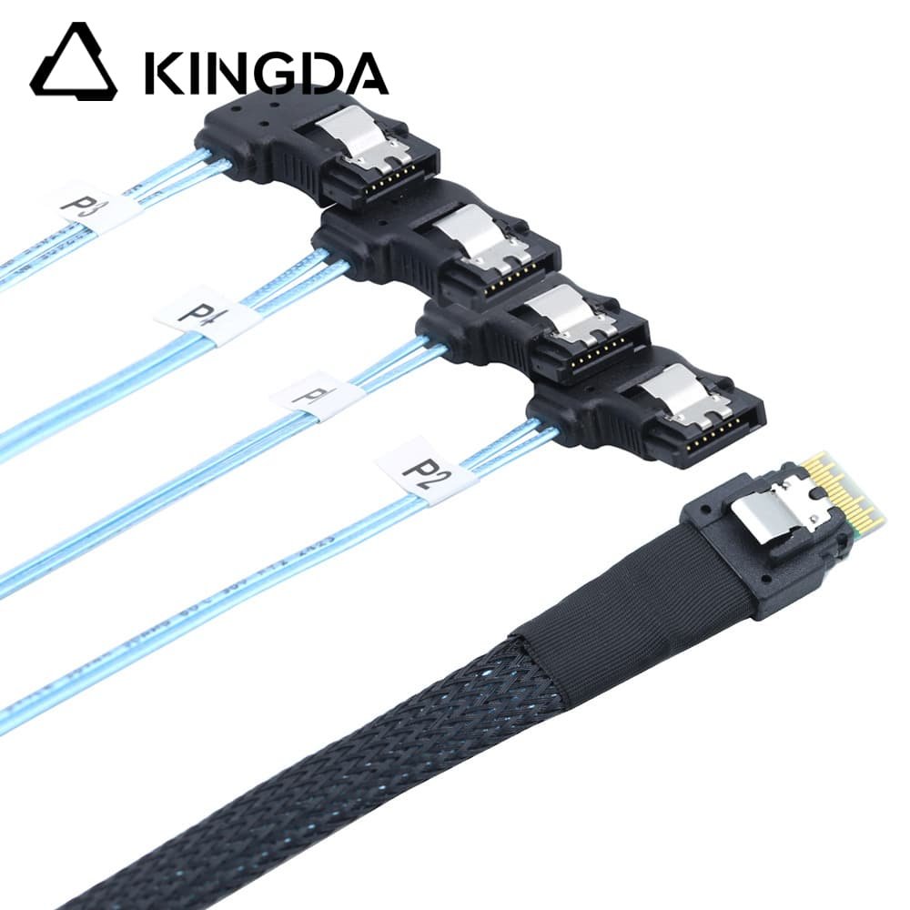 Mini SAS SFF 8654 4I male to 4 right turn SATA 7P