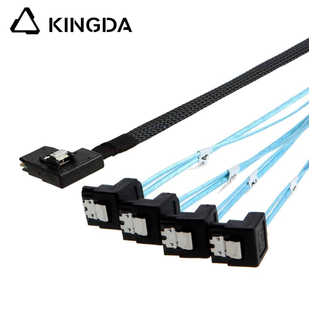 Right bend 90 degree Mini SAS HD SFF-8087 to 4X Right angle 90 degree SATA 7P High Speed Server Internal Connection Wire Harness