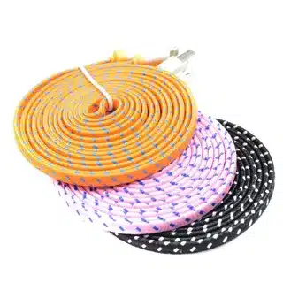 Coiled USB cables in multiple colors highlighting cord wire variations.