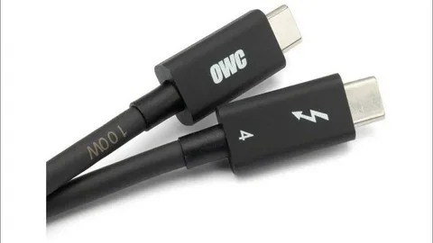 OWC USB-C Thunderbolt 4 cable showing power delivery and max length use.