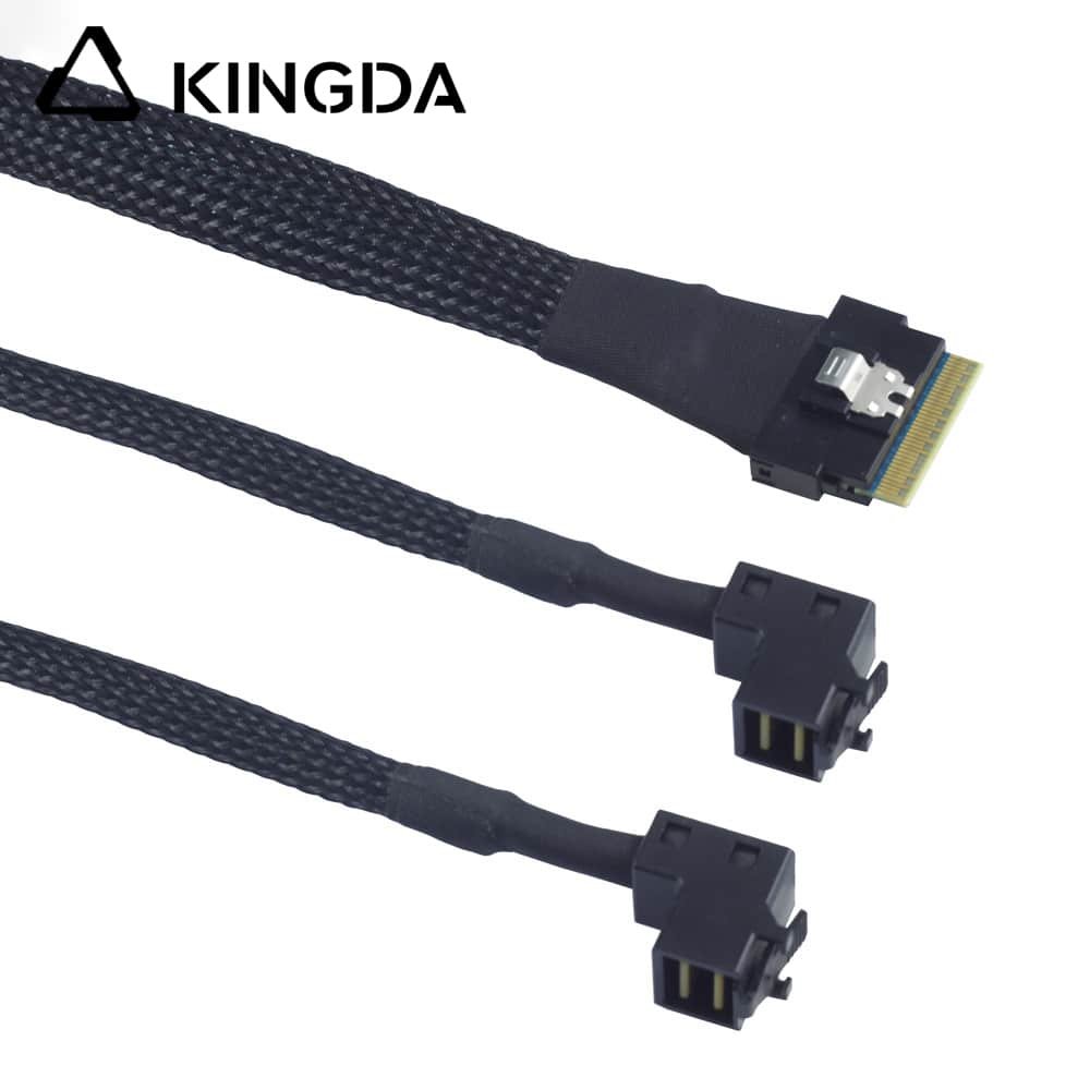 PCI E Slim SAS SFF 8654 8I to dual 90 degree SFF 8643 cable