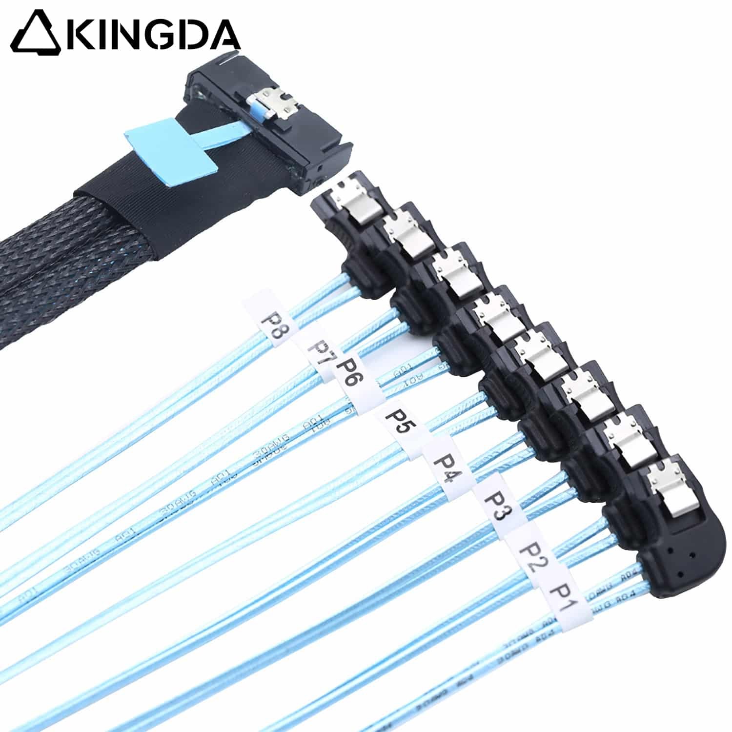 PCIE 5.0 MCIO 8I to 8 port left bend sata 7p cable