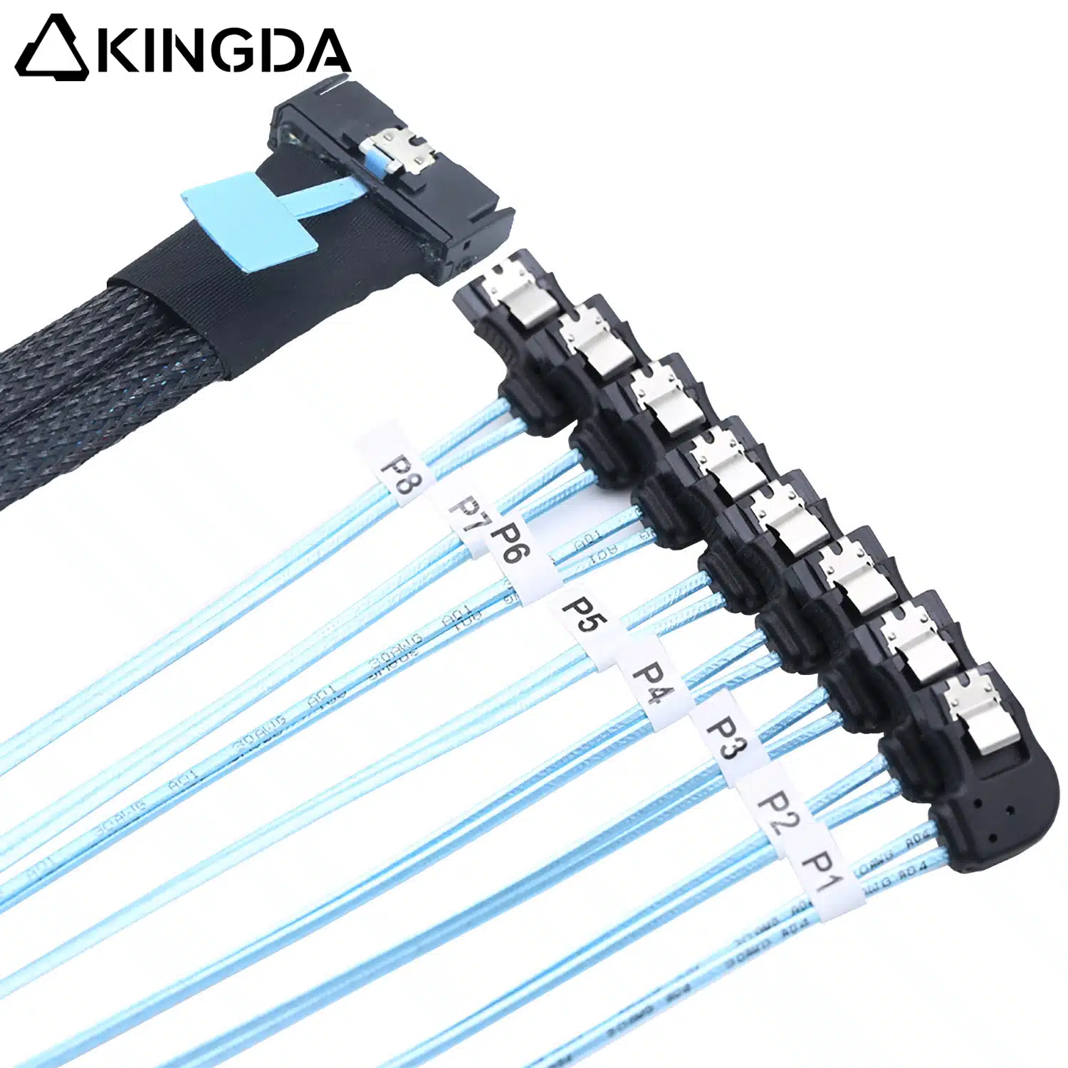 PCIE 5.0 MCIO 8I to 8 port left bend sata 7p cable