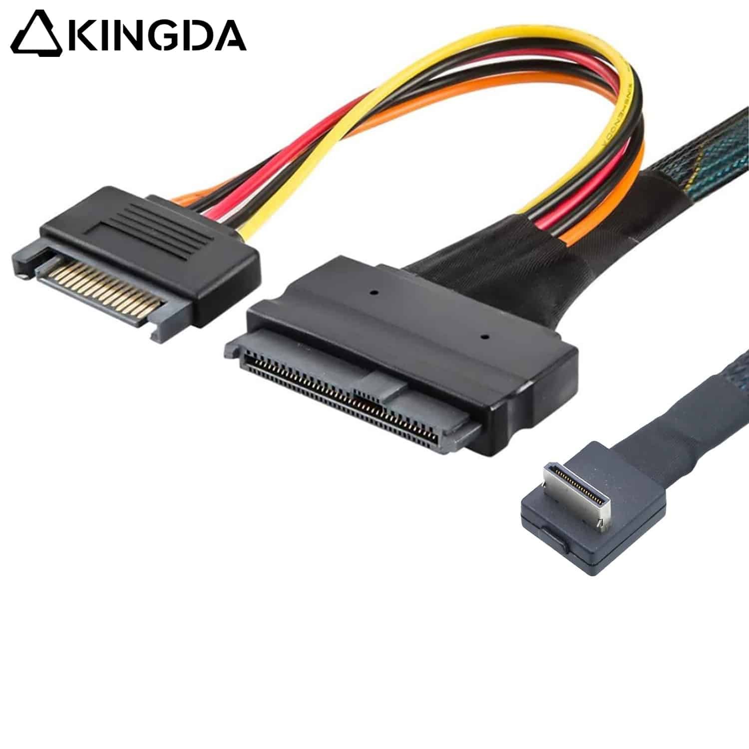 PCIE Oculink SFF 8611 4I 90 degree male to U.2 SFF 8639 with SATA 15P
