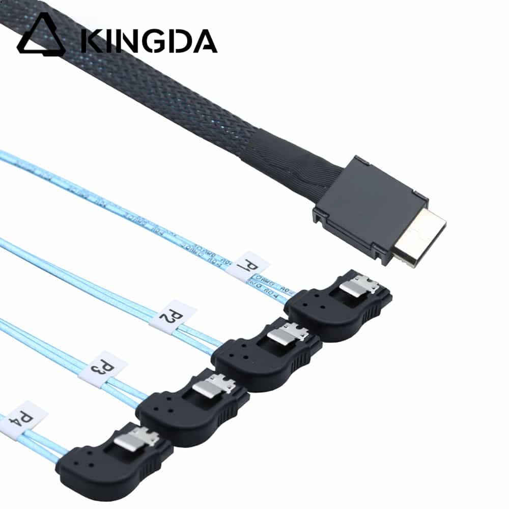 PCIE Oculink SFF 8611 4I male to 4 port left turn sata 7p female