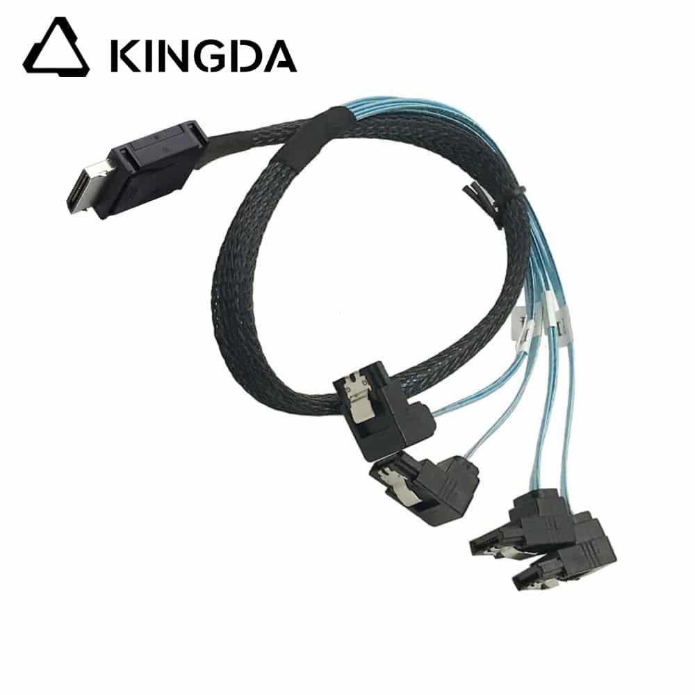 PCIE Oculink SFF 8611 4I male to 4 port right angle sata 7p female