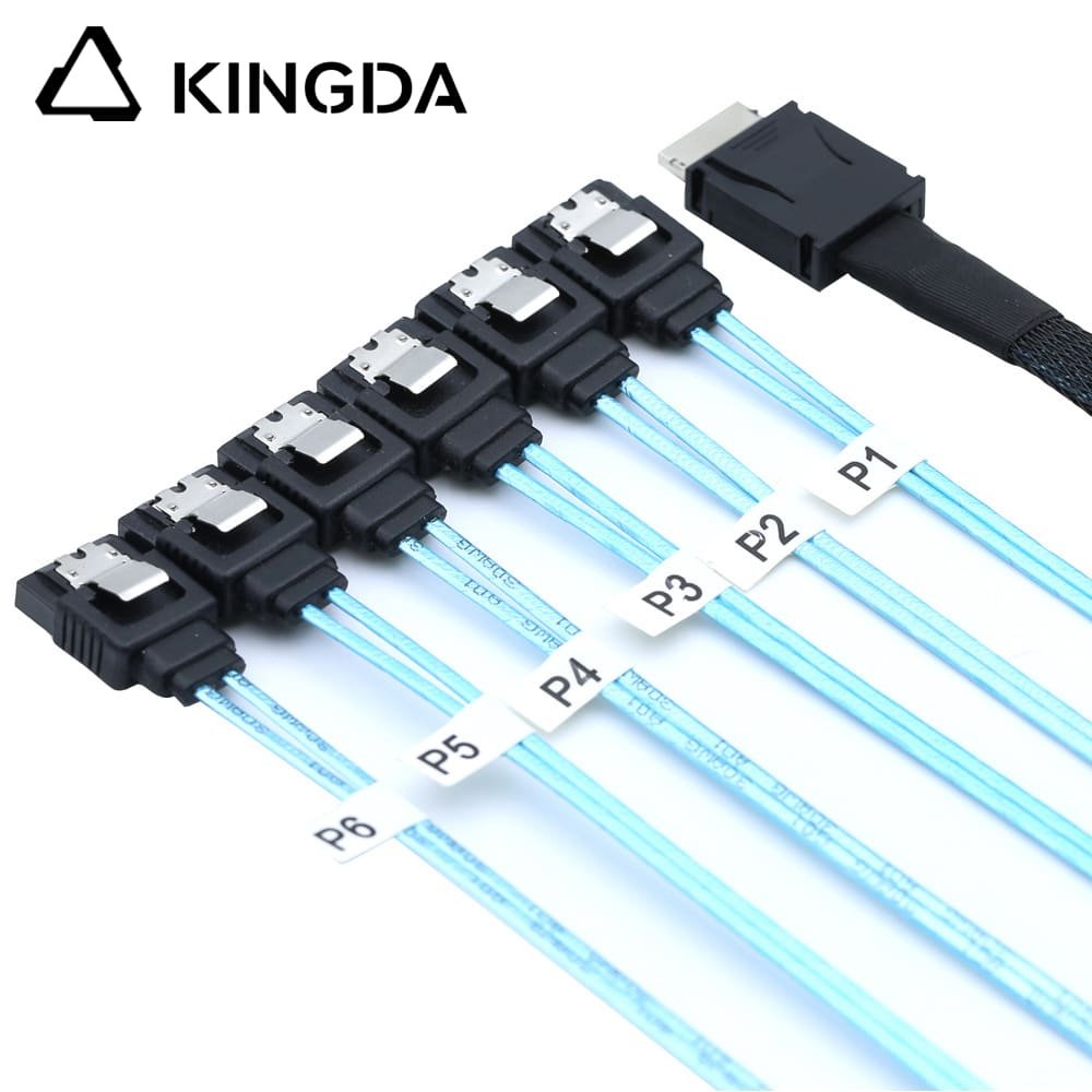 PCIE Oculink SFF 8611 4I male to 6 port sata 7p female