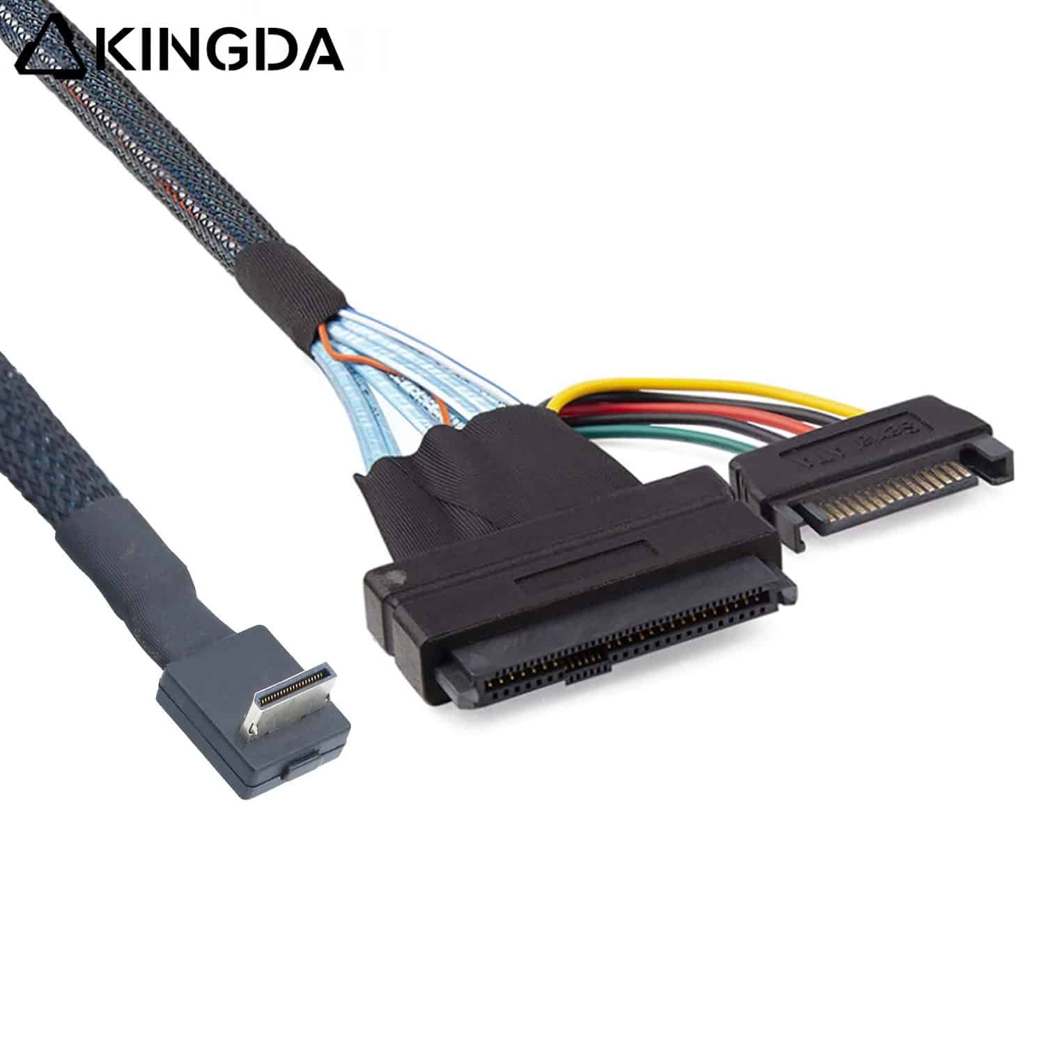 PCIE Oculink SFF 8611 4I right angle male to SFF 8639 with SATA 15P