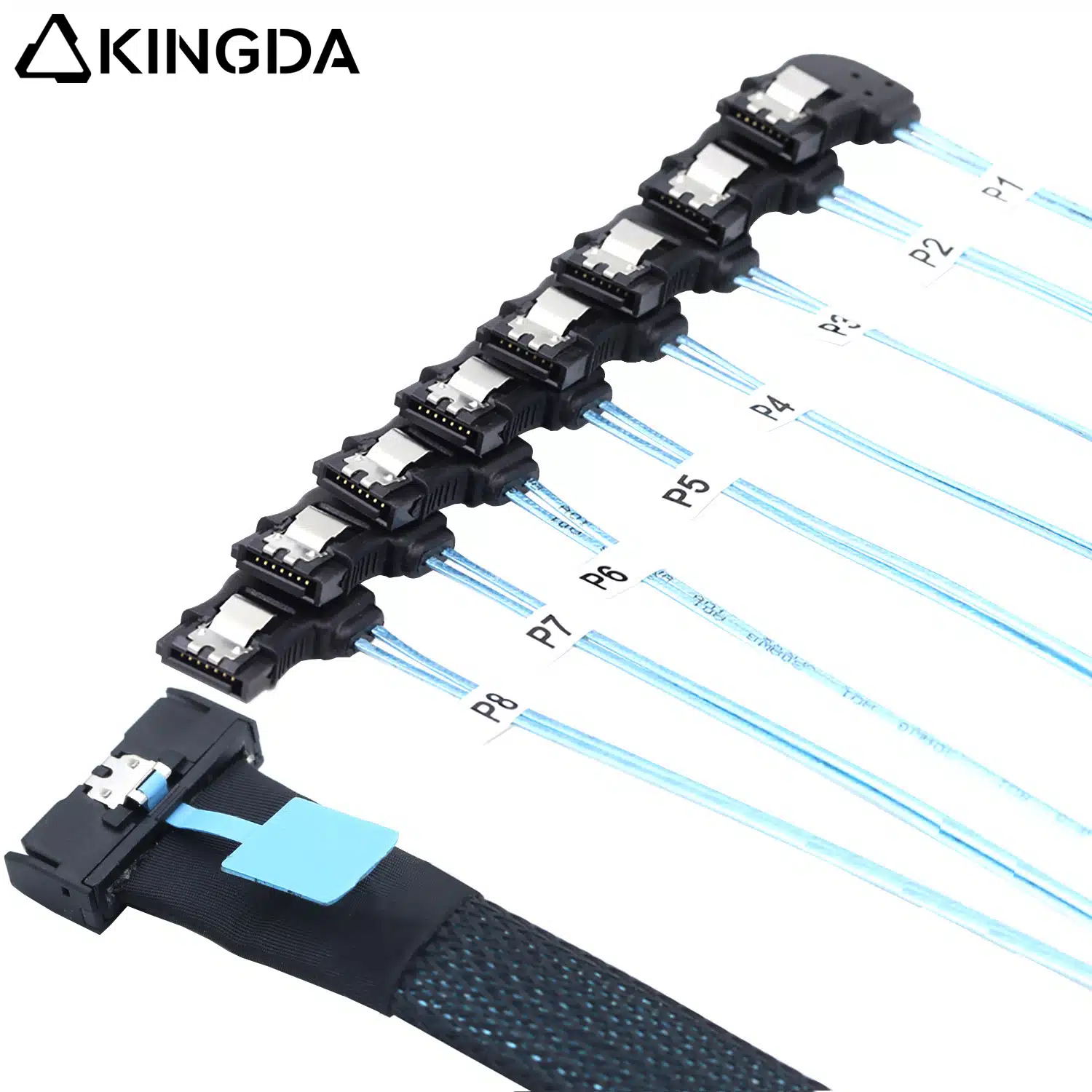 PCIE gen 5.0 MCIO 8I to 8 port left bend sata 7p cable