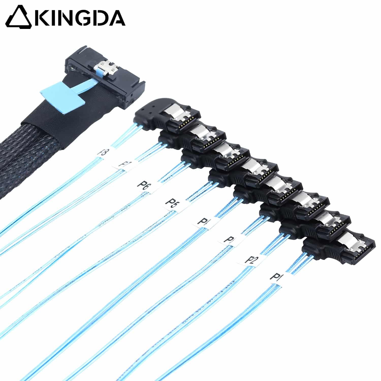 PCIE gen 5.0 MCIO 8I to 8 port right bend sata 7p cable