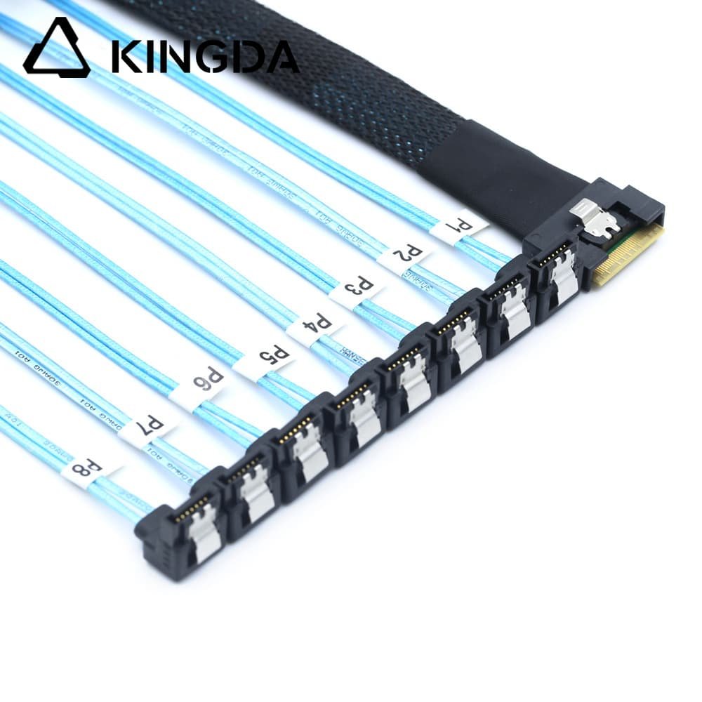 Prevent crooked insertion SFF 8654 8I to 8 right angle SATA 7P