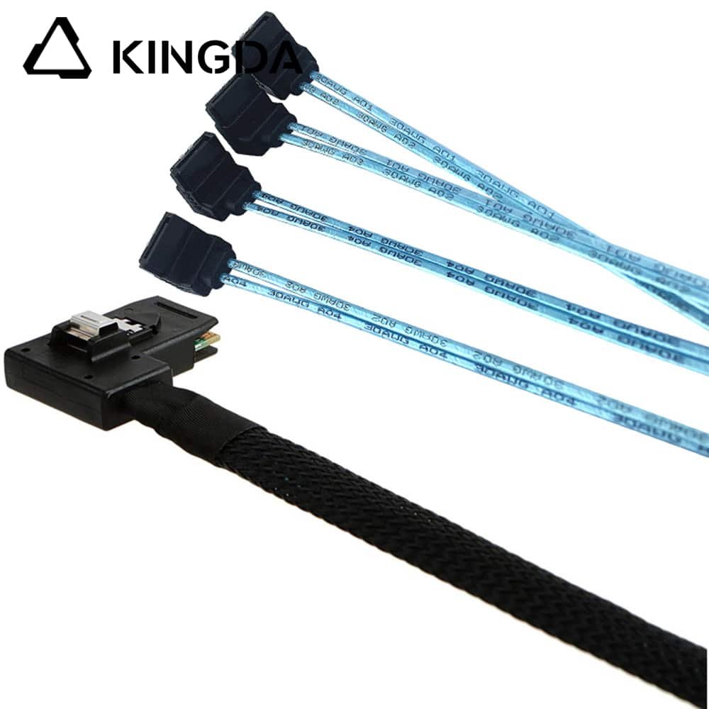 Right bend 90 degree Mini SAS HD SFF-8087 to 4X Right angle 90 degree SATA 7P High Speed Server Internal Connection Wire Harness
