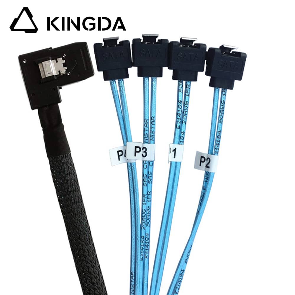 Right bend 90 degree Mini SAS HD SFF-8087 to 4X Right angle 90 degree SATA 7P High Speed Server Internal Connection Wire Harness