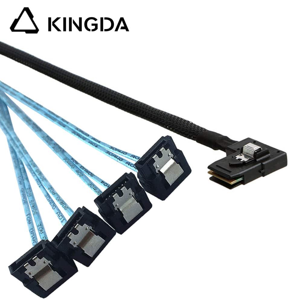 Right bend 90 degree Mini SAS HD SFF-8087 to 4X Right angle 90 degree SATA 7P High Speed Server Internal Connection Wire Harness