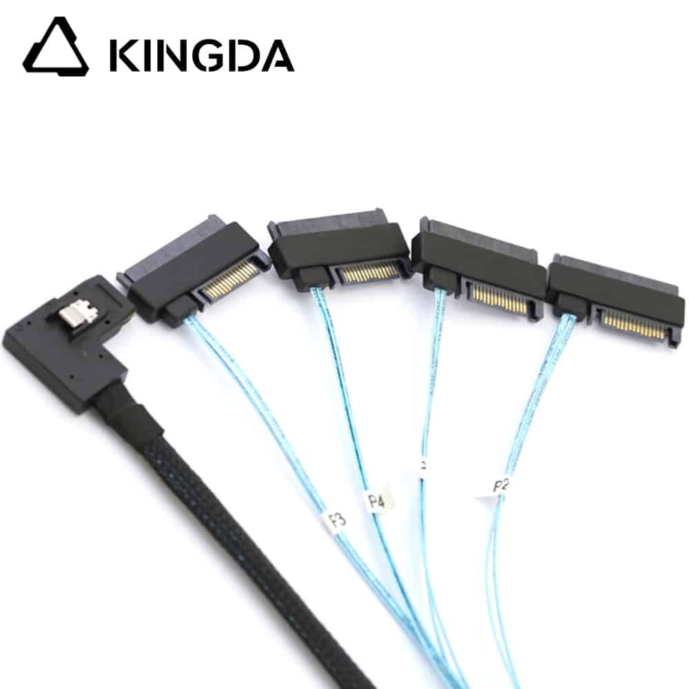 Right bend 90 degree Mini SAS HD SFF-8087 to 4X SFF 8482 2-in-1 High Speed Server Internal Connection Wire Harness