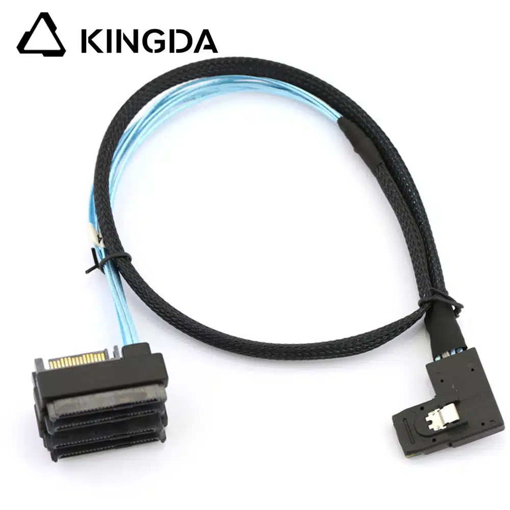 Right bend 90 degree Mini SAS HD SFF-8087 to 4X SFF 8482 2-in-1 High Speed Server Internal Connection Wire Harness
