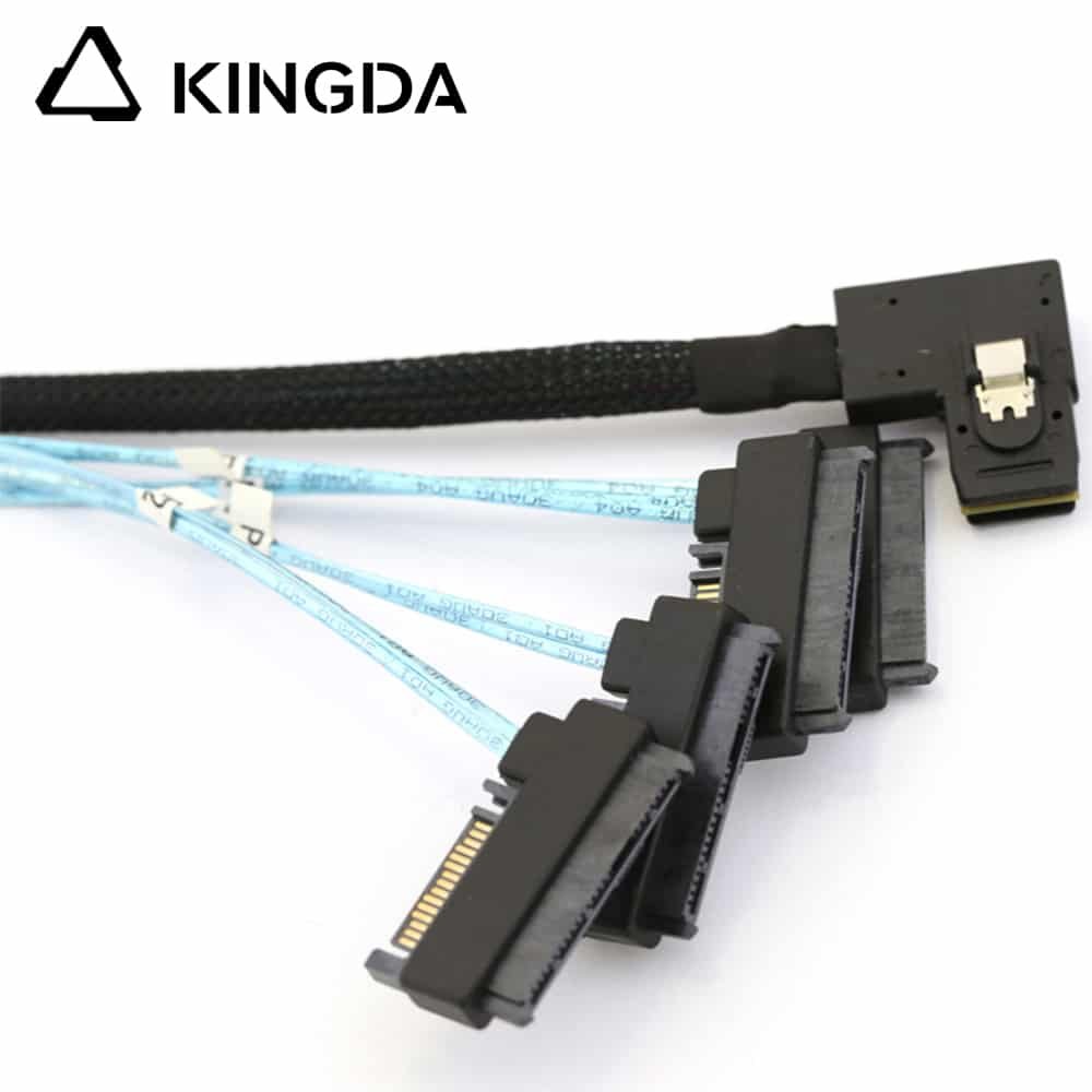 Right bend 90 degree Mini SAS HD SFF-8087 to 4X SFF 8482 2-in-1 High Speed Server Internal Connection Wire Harness