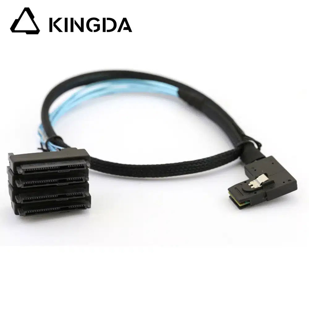 Right bend 90 degree Mini SAS HD SFF-8087 to 4X SFF 8482 2-in-1 High Speed Server Internal Connection Wire Harness