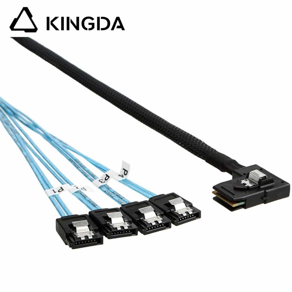 Right bend 90 degree Mini SAS HD SFF-8087 to 4X straight SATA High Speed Server Internal Connection Wire Harness