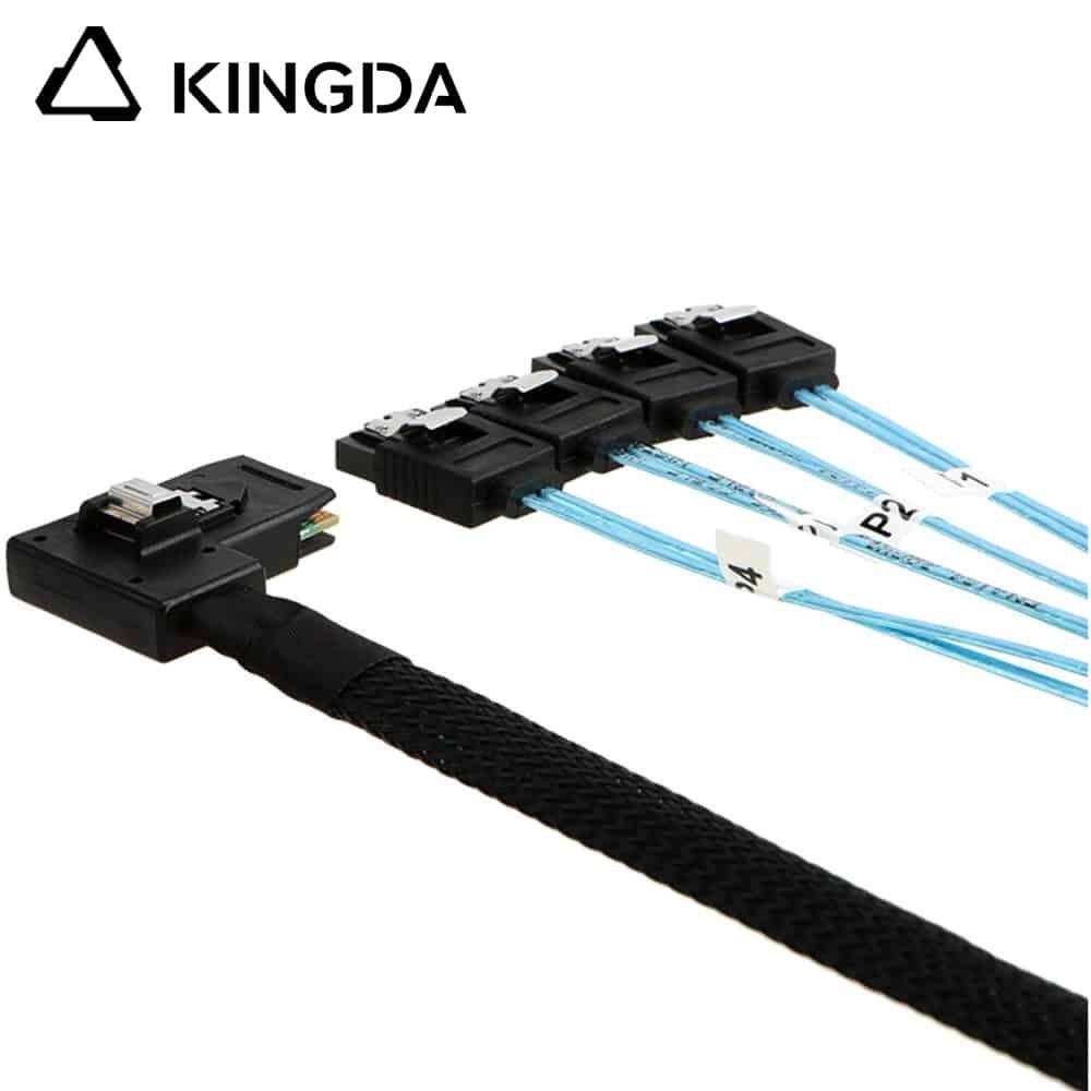 Right bend 90 degree Mini SAS HD SFF-8087 to 4X straight SATA High Speed Server Internal Connection Wire Harness