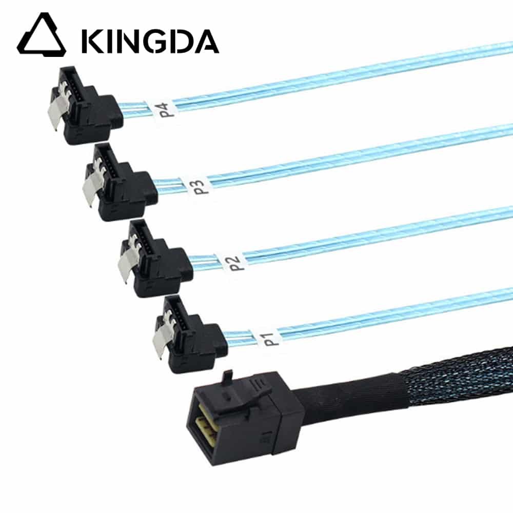 SAS 3.0 sff 8643 to 4 port 90 degree sata 7P