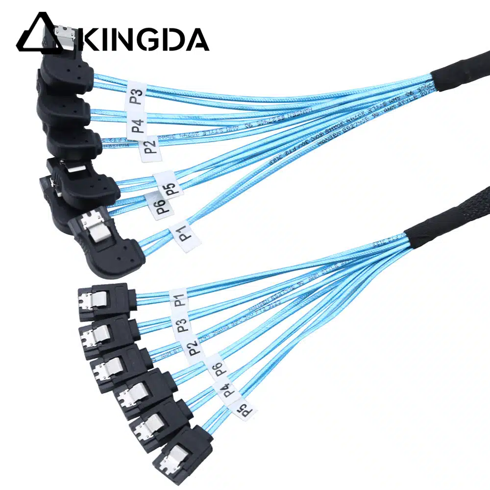 SAS 4.0 6 90 degree SATA 7P femlae to 6 sata 7P