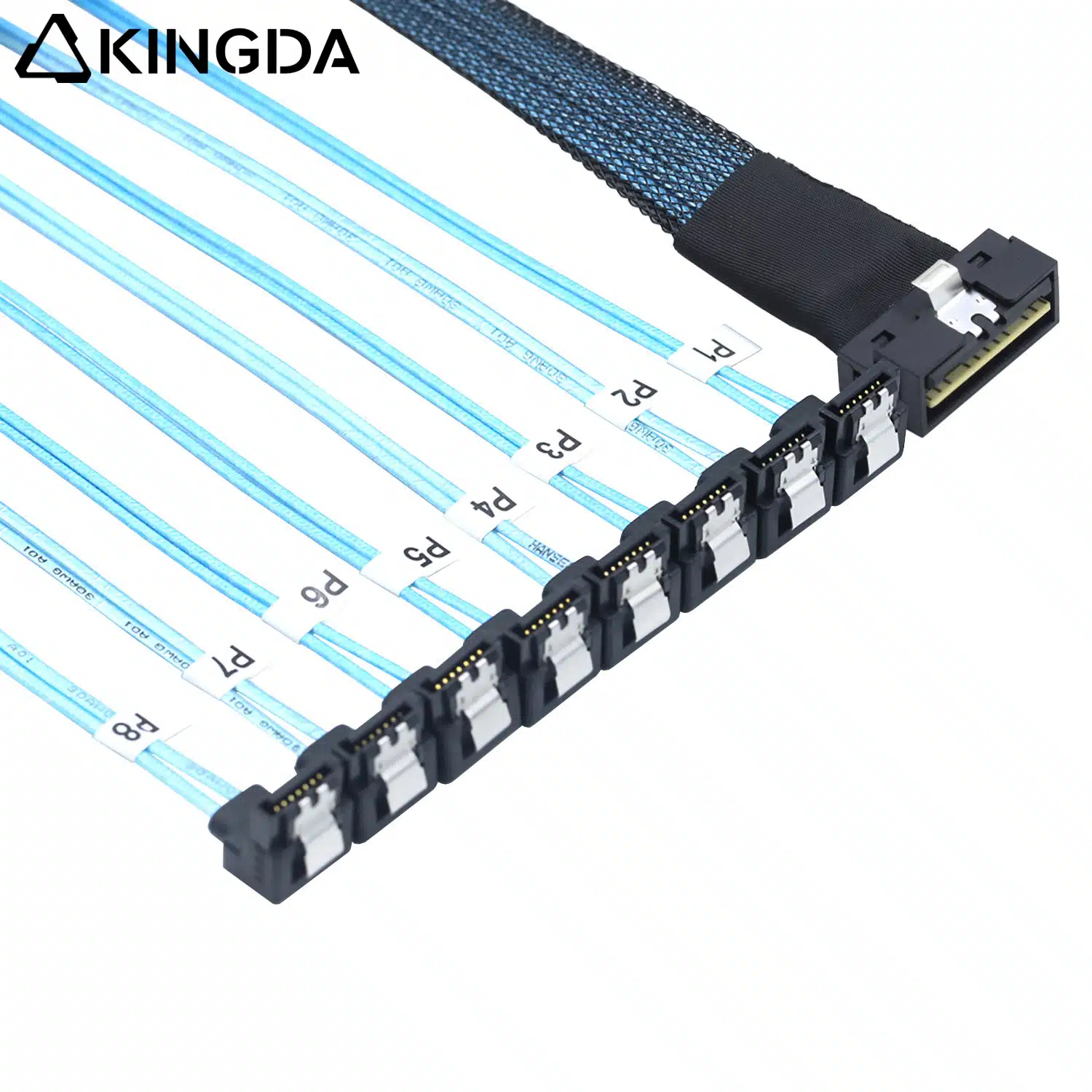 SAS 4.0 Low profile Slim SAS SFF 8654 8I (74P) male to 8 90-degree SATA 7P