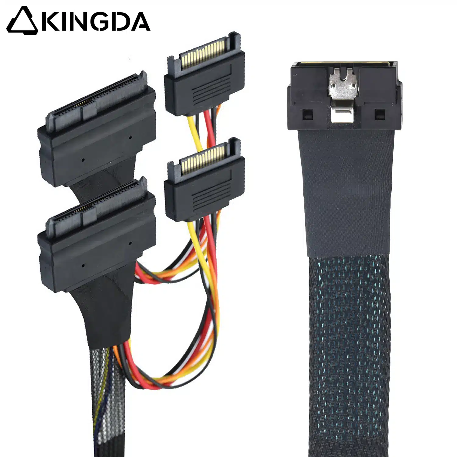 SAS 4.0 Low profile Slim SAS SFF 8654 8I (74P) male to dual U.2 SFF 8639 with SATA 15P