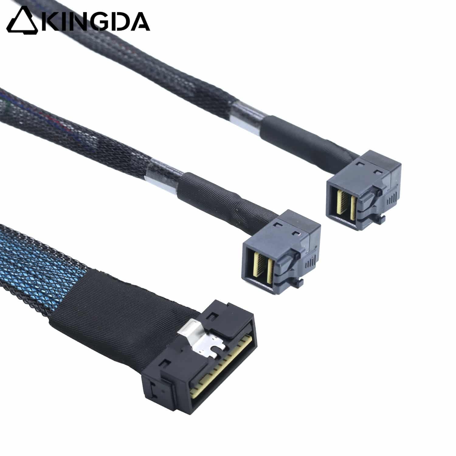 SAS 4.0 Low profile Slim SAS SFF 8654 8I (74P) male to dual right angle sff 8643