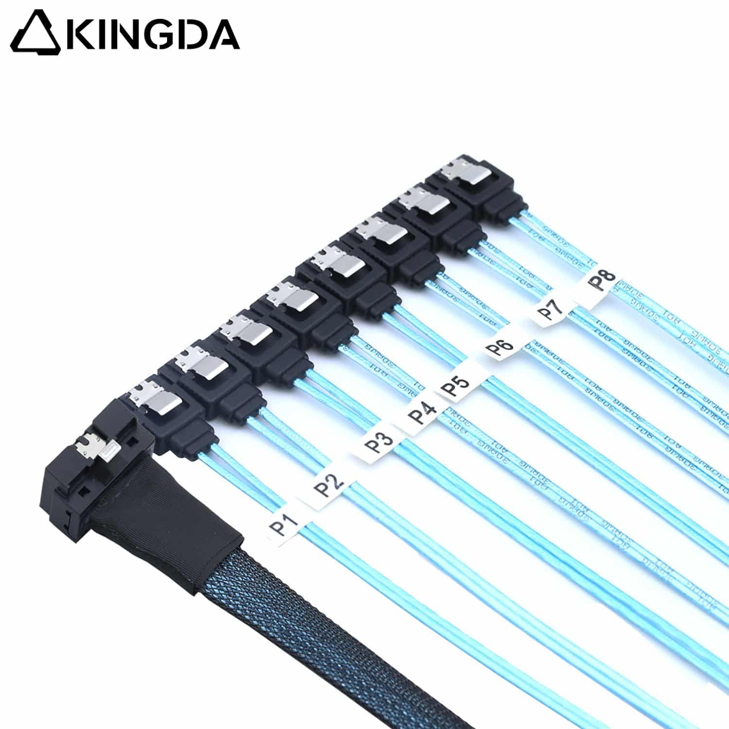 SAS 4.0 Low profile Slim SAS SFF 8654 8I (74P) to 8 Straight SATA 7P female