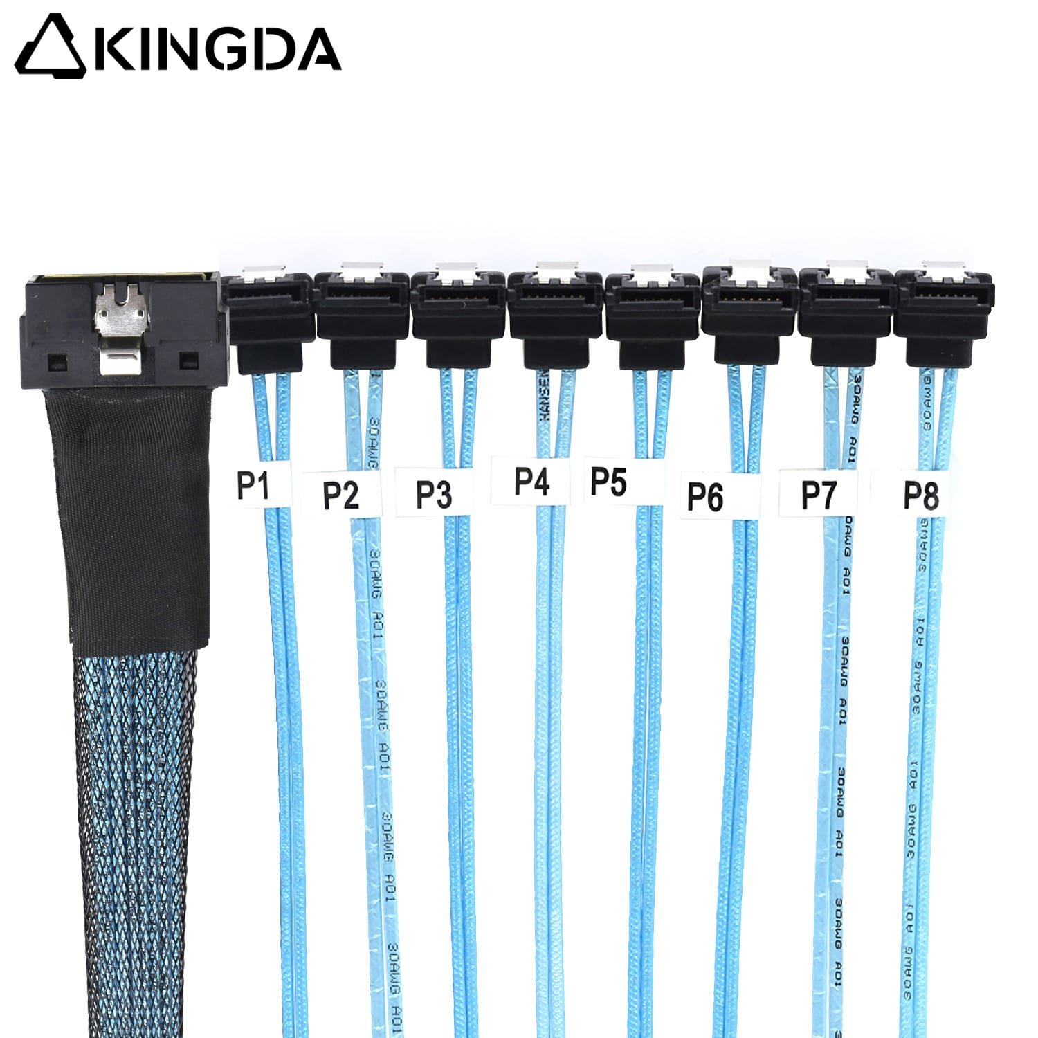 SAS 4.0 Low profile Slim SAS SFF 8654 8I to 8 90-degree SATA 7P