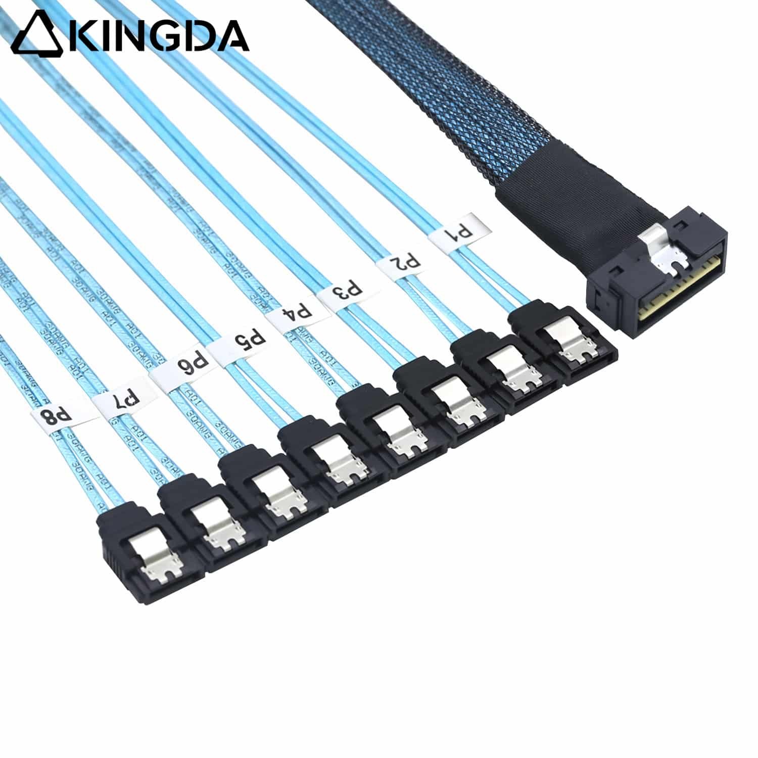 SAS 4.0 Low profile Slim SAS SFF 8654 8I to 8 Straight SATA 7P female