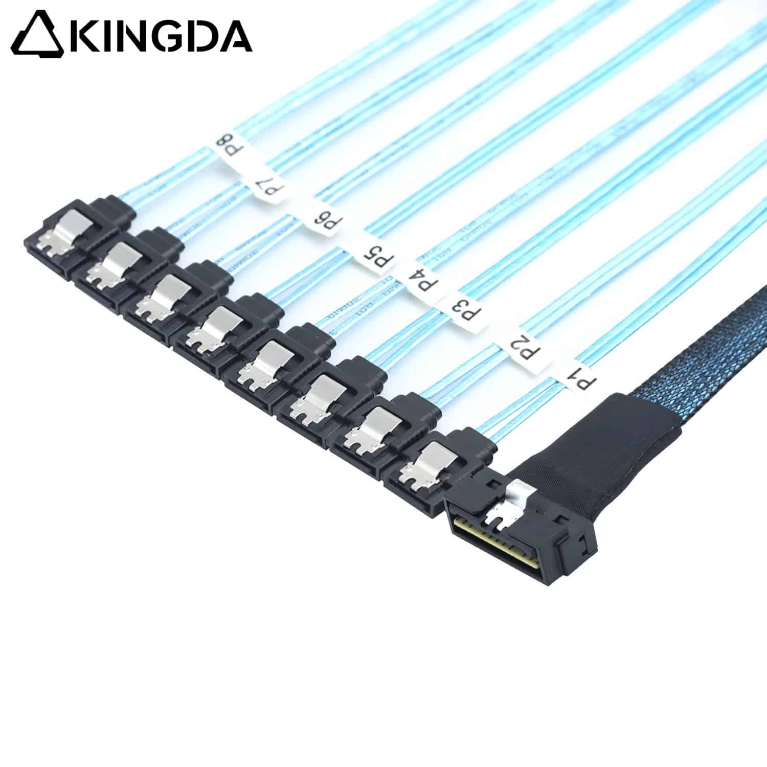 SAS 4.0 Low profile Slim SAS SFF 8654 8I to 8 Straight SATA 7P