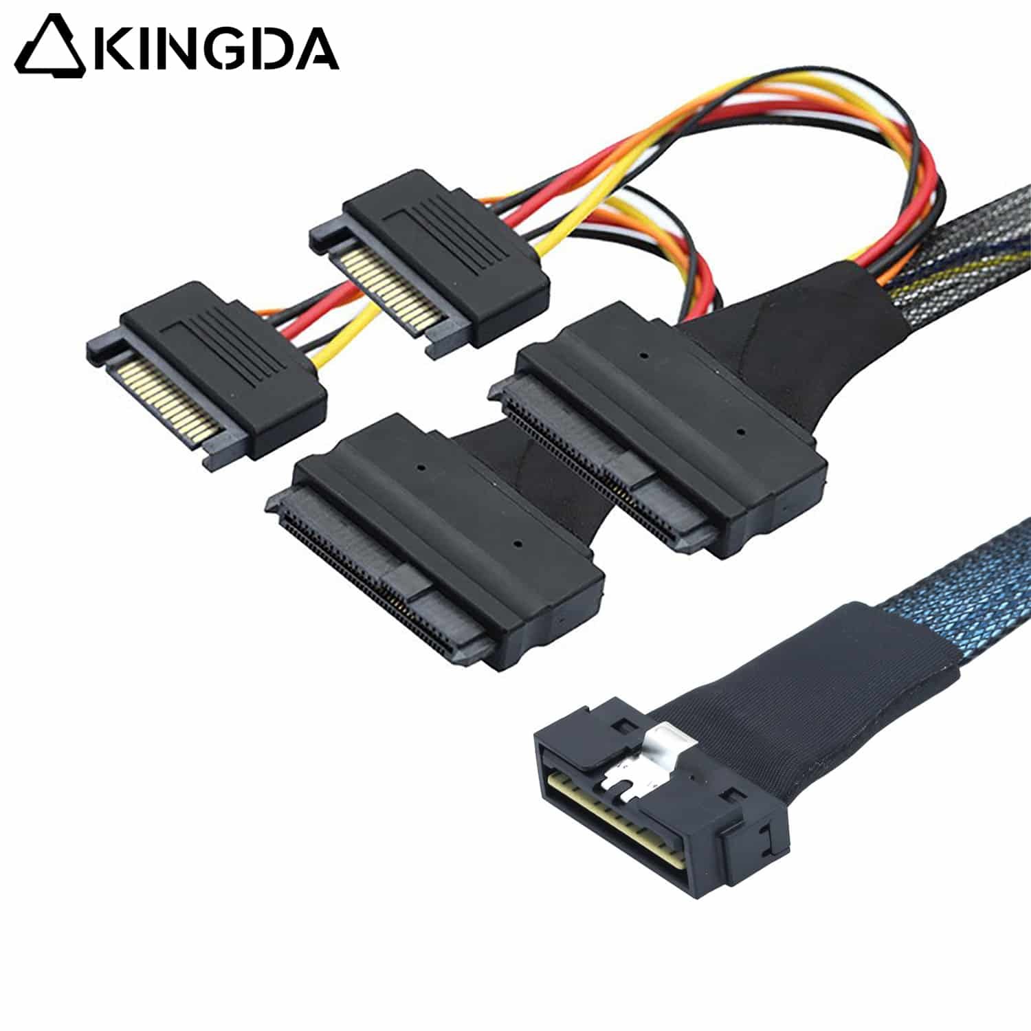 SAS 4.0 Low profile Slim SAS SFF 8654 8I to dual U.2 SFF 8639 with SATA 15P