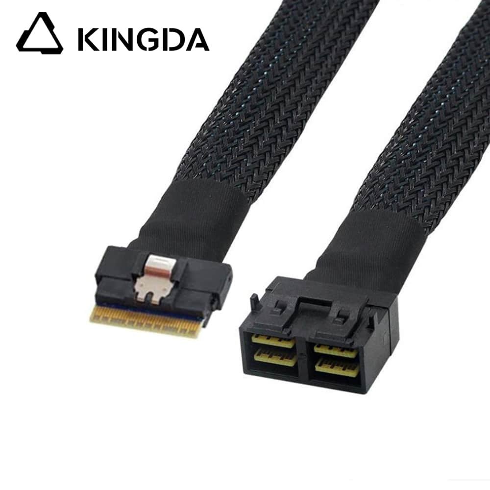 SAS 4.0 Slim SAS SFF 8654 8I to dual port SFF 8643 cable