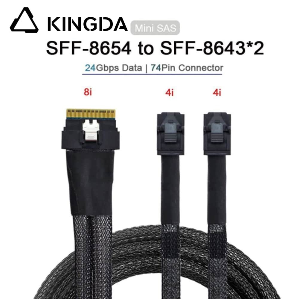SAS 4.0 Slim SAS SFF 8654 8I to dual straight SFF 8643