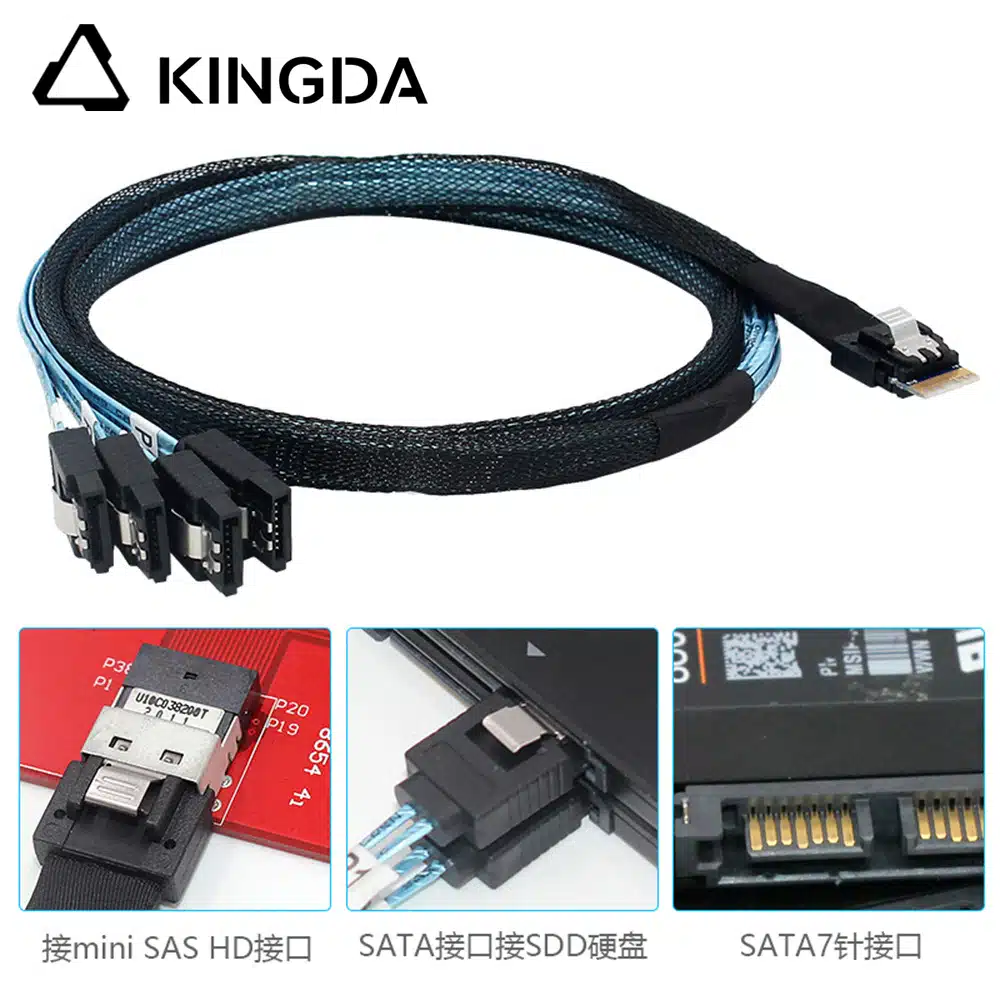 SAS 4.0 slimsas SFF 8654 4i TO 4 SATA 7P female