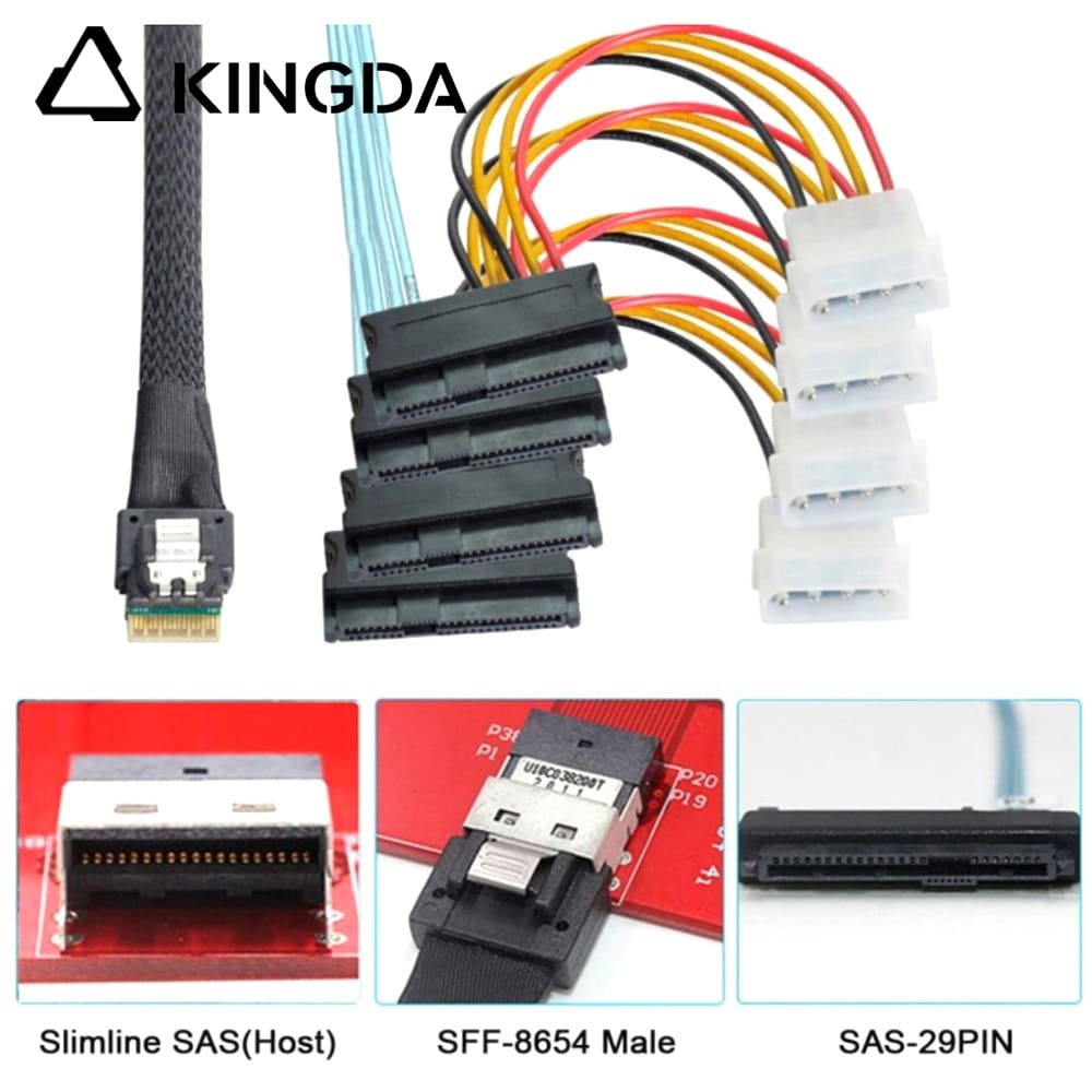 SAS 4.0 slimsas SFF 8654 4i TO 4 SFF 8482 with 4p power (2)