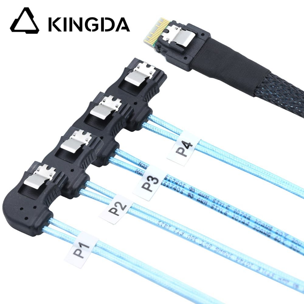 SAS 4.0 slimsas SFF 8654 4i TO 4 right turn SATA 7P