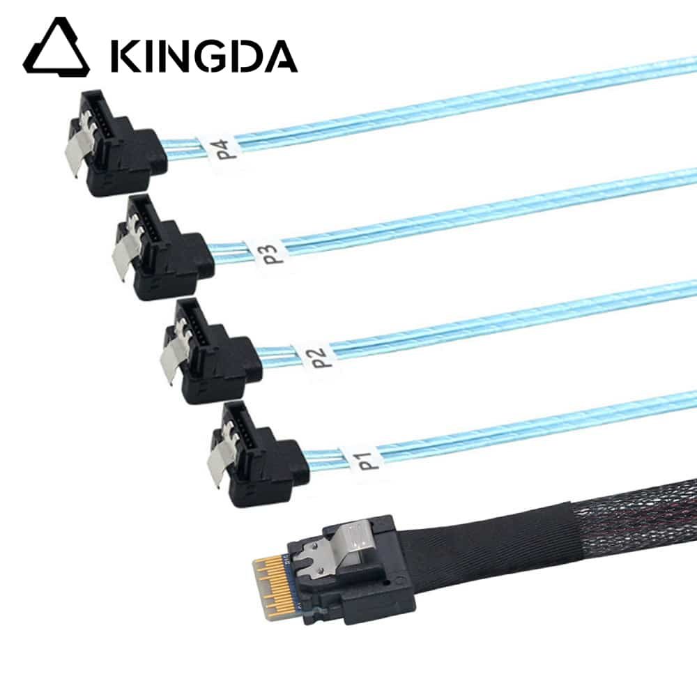 SAS 4.0 slimsas SFF 8654 4i mal to 4 right angle SATA 7P