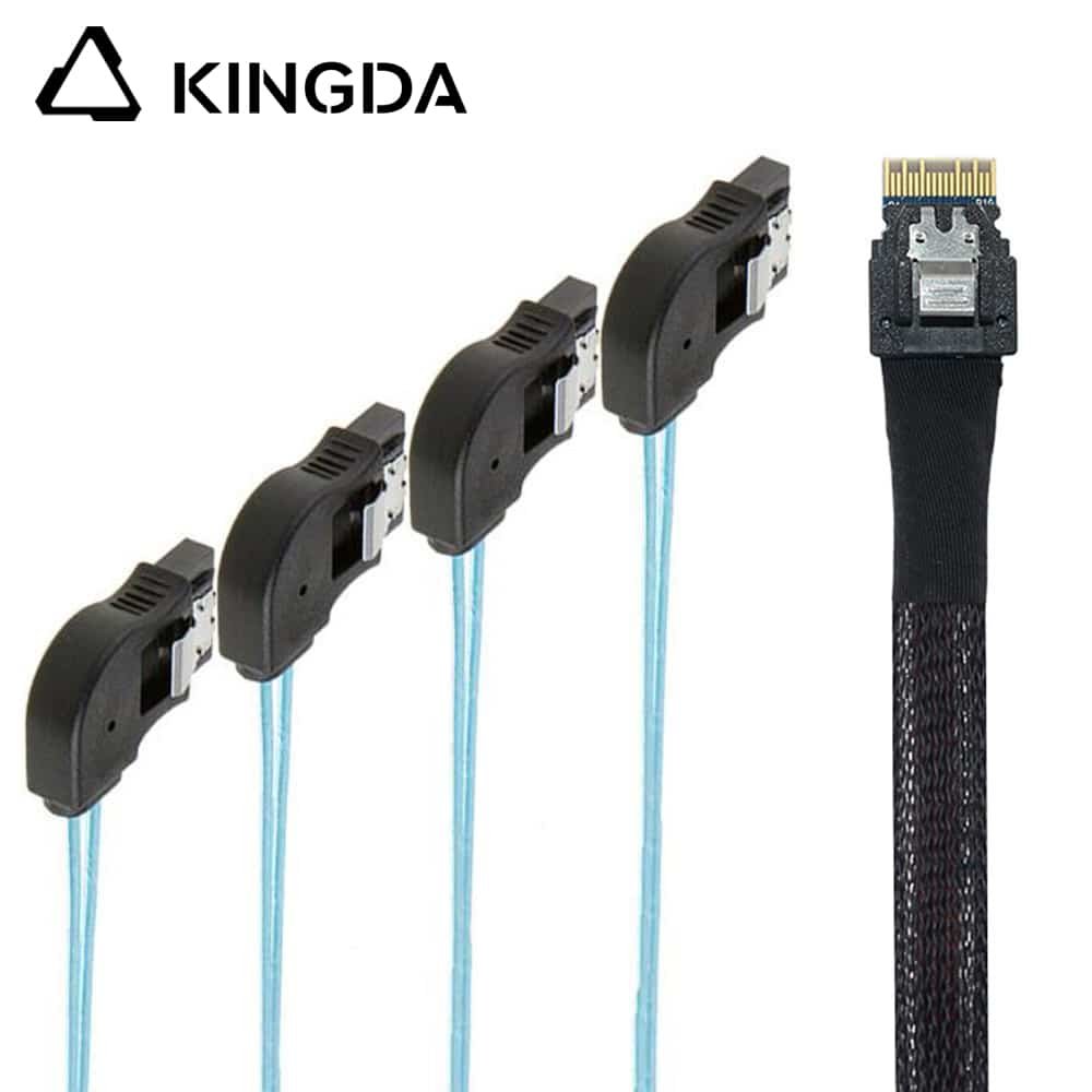 SAS 4.0 slimsas SFF 8654 4i mal to 4 right bend SATA 7P