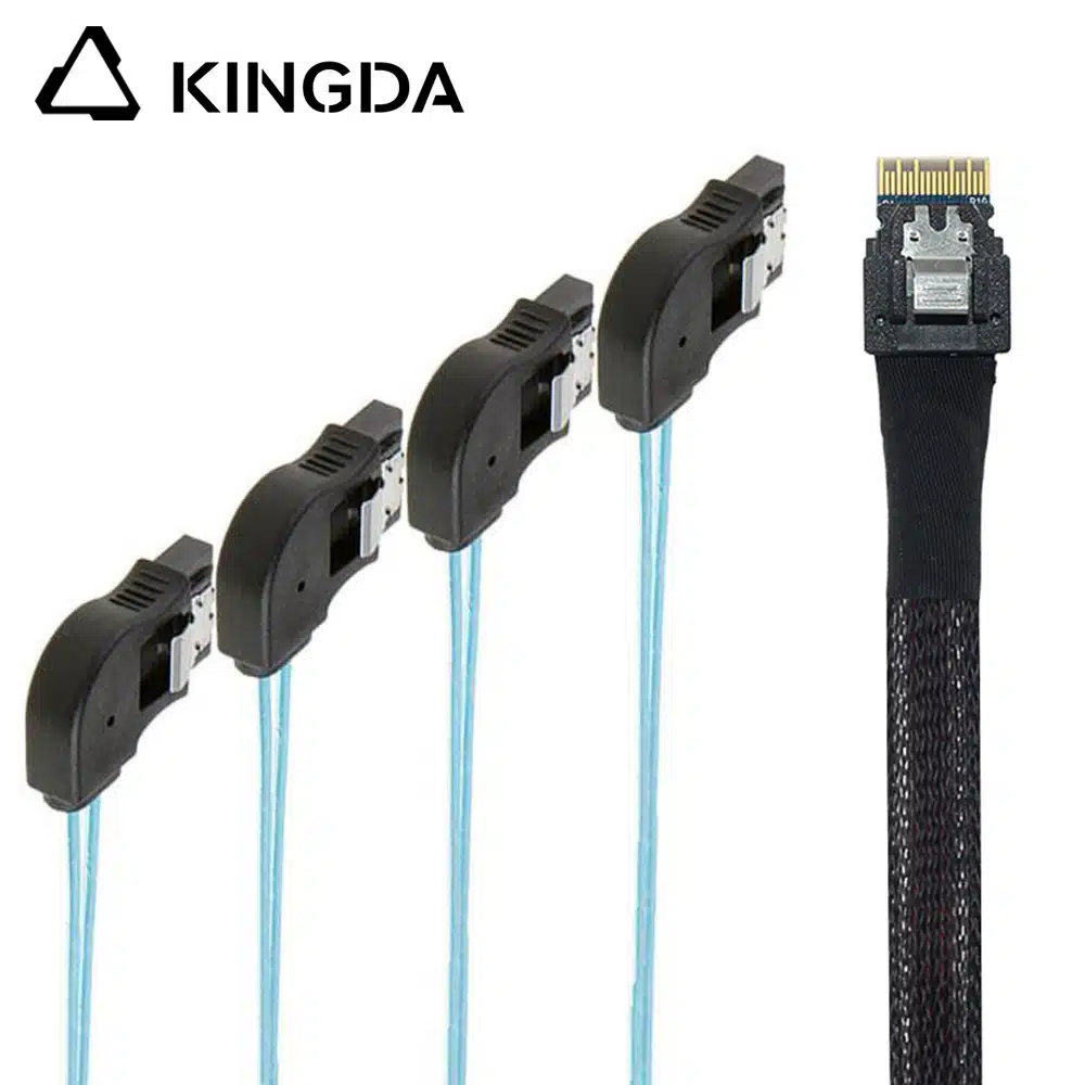 SAS 4.0 slimsas SFF 8654 4i mal to 4 right bend SATA 7P