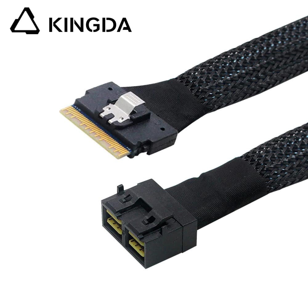 Slim SAS SFF 8654 8I to dual port SFF 8643 cable