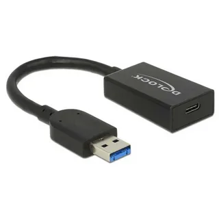 Short USB-A to USB-C adapter showing compatibility and extension options.
