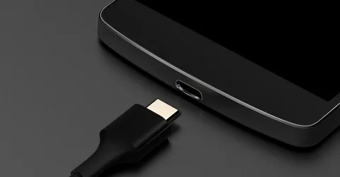 Android smartphone showing USB-C charging port ready for cable connection