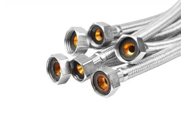 Close up of coaxial RF cable connectors used for television and internet.